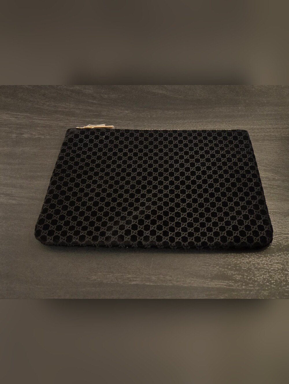 Gucci Beauty Black Velvet Zip Pouch NWT